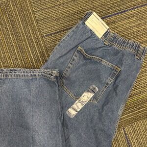 HB Harbor‎ Bay Mens 2XL Elastic Waist Denim Blue Crop Pants Jeans